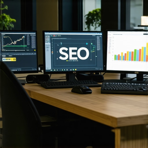 Advanced Local SEO Strategies 2025 Digital workspace with SEO analytics and strategy planning for local SEO success.