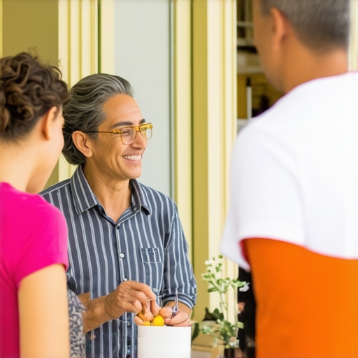 Community Engagement in Local SEO A local business owner interacting with community members at a local event