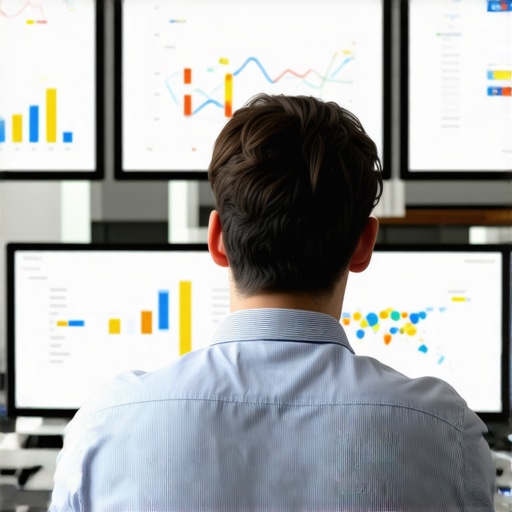 Data-Driven Local SEO Analysis SEO analyst reviewing local analytics data and maps on computer screens.