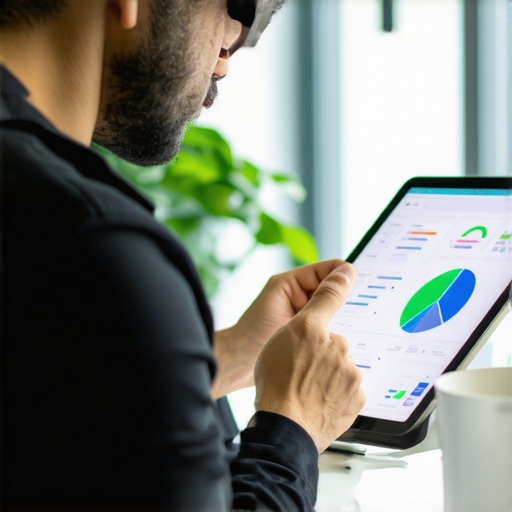 Data-Driven Local SEO Success 2024 Business owner reviewing local SEO analytics on tablet, symbolizing strategic planning for local search dominance.