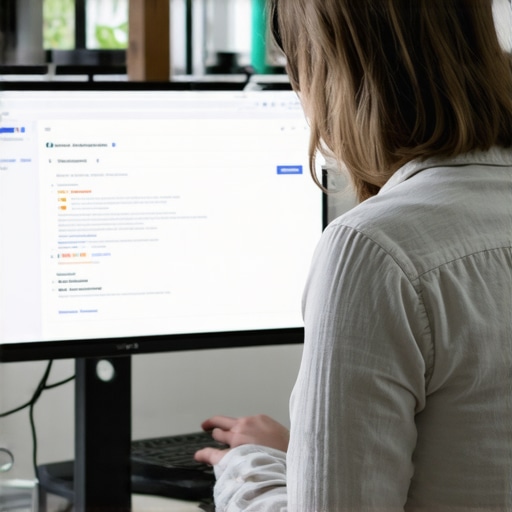SEO expert analyzing local search results and schema markup on a laptop.
