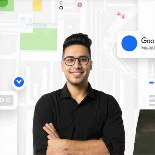 Business owner updating Google My Business profile for local SEO