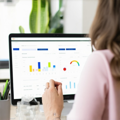 Person using SEO tools on a computer to monitor local rankings and reputation