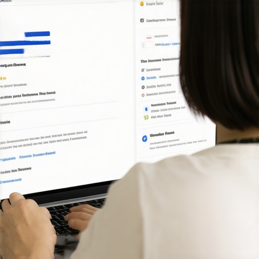 Business owner optimizing Google My Business profile on a laptop, highlighting reputation management.