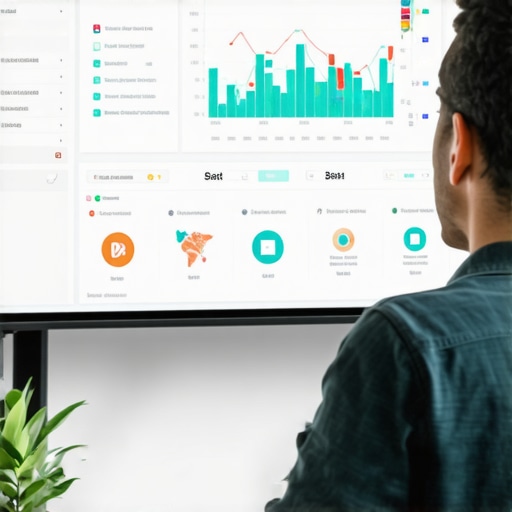 SEO Dashboard Analysis An analyst reviewing local SEO performance metrics on a computer screen.