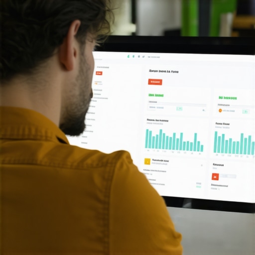 Business owner analyzing online reviews and reputation metrics