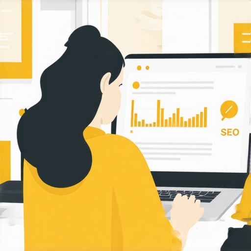 Person analyzing search engine results on a computer, emphasizing reputation management