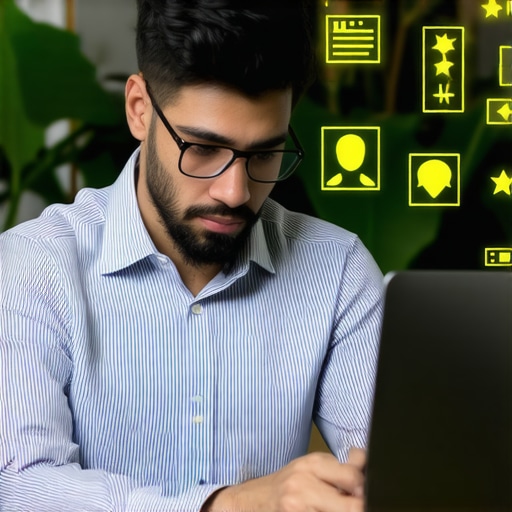 Business owner reviewing reputation management dashboard