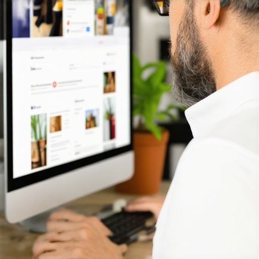 Business owner optimizing Google My Business listing on laptop