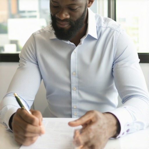 Business owner evaluating an SEO contract with an agency ensuring transparency and specific deliverables.