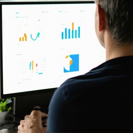 Business owner reviewing local SEO analytics and reputation management dashboards.