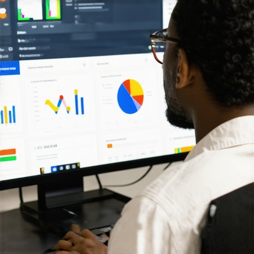 Person reviewing local SEO data and ranking reports on a monitor.