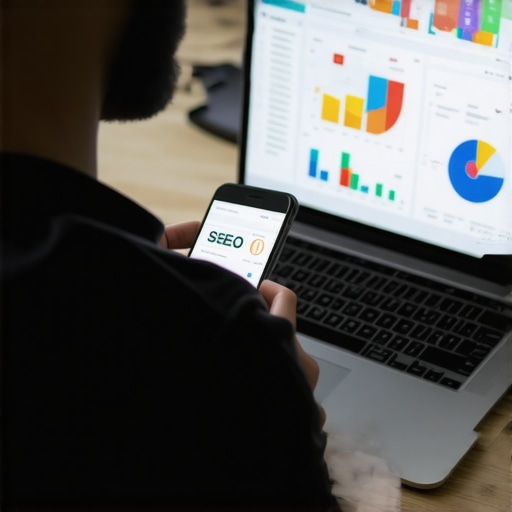 Chart displaying mobile site performance metrics on a laptop screen.
