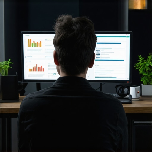 Person analyzing backlinks showing suspicious patterns on a computer screen