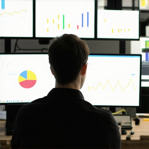 A person working on SEO analytics on multiple screens, emphasizing tools used for sustained local SEO success.