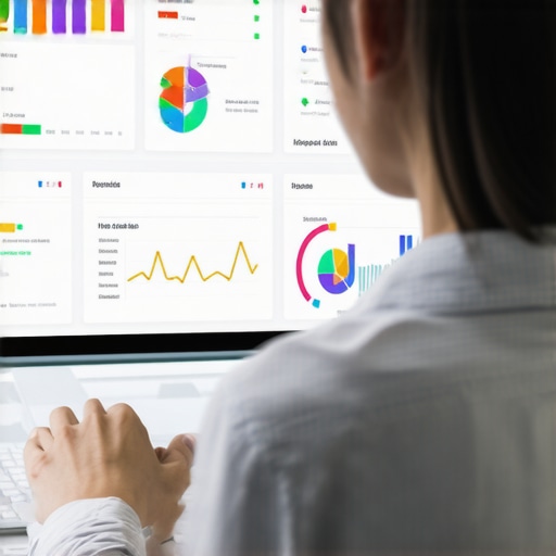 Person analyzing online reputation metrics on a computer monitor.