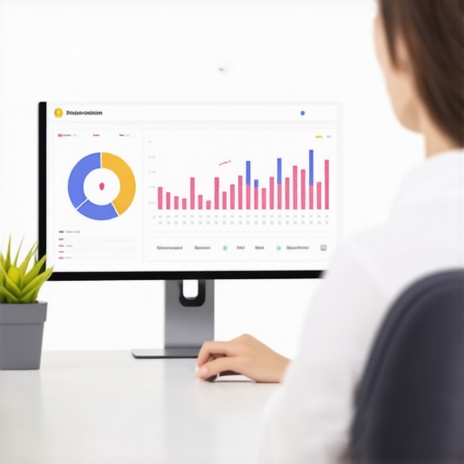A person monitoring reputation tools on a computer showing graphs and alerts.