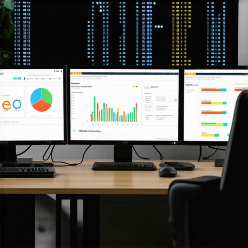 Digital workspace with SEO and AI analysis tools in use