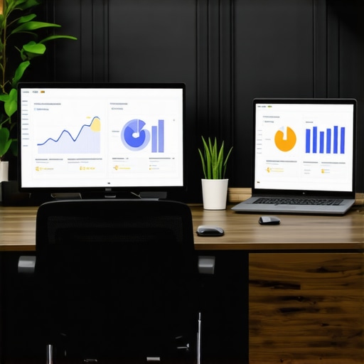 Screens showing local SEO analytics tools and citation management platforms on a modern workspace