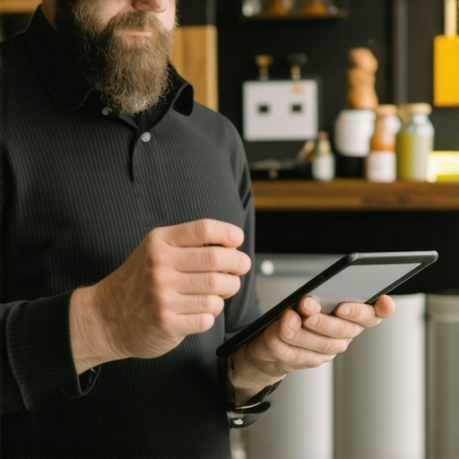Business owner actively managing online reviews on a digital device.