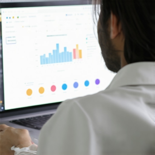 Person reviewing SEO strategy documents on laptop screen