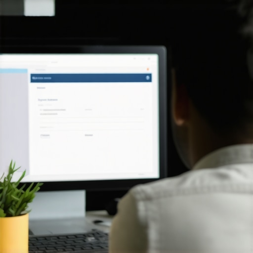 Business owner auditing address details on computer with local SEO dashboards